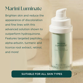 Marini SkinSolutions Luminate Face Lotion swirled on hand shows smooth texture.