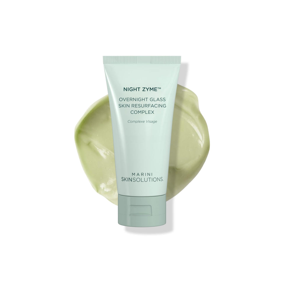 Marini SkinSolutions Night Zyme bottle closeup for nighttime resurfacing support
