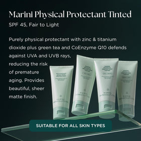 Marini SkinSolutions tinted sunscreen application demonstrates easy blend with matte finish.