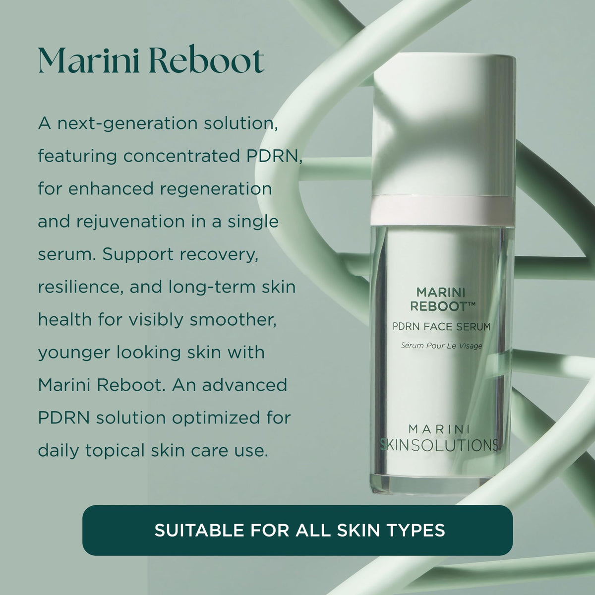 Marini SkinSolutions Reboot serum dropper enabling precise dosing for rejuvenation.