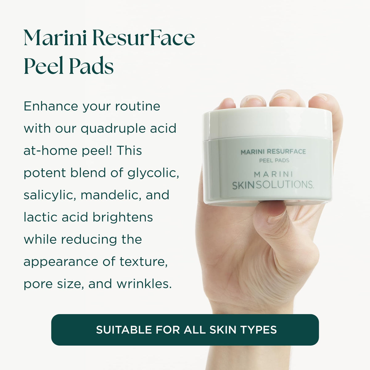 Close-up of Marini SkinSolutions ResurFace peel pad highlighting texture and material