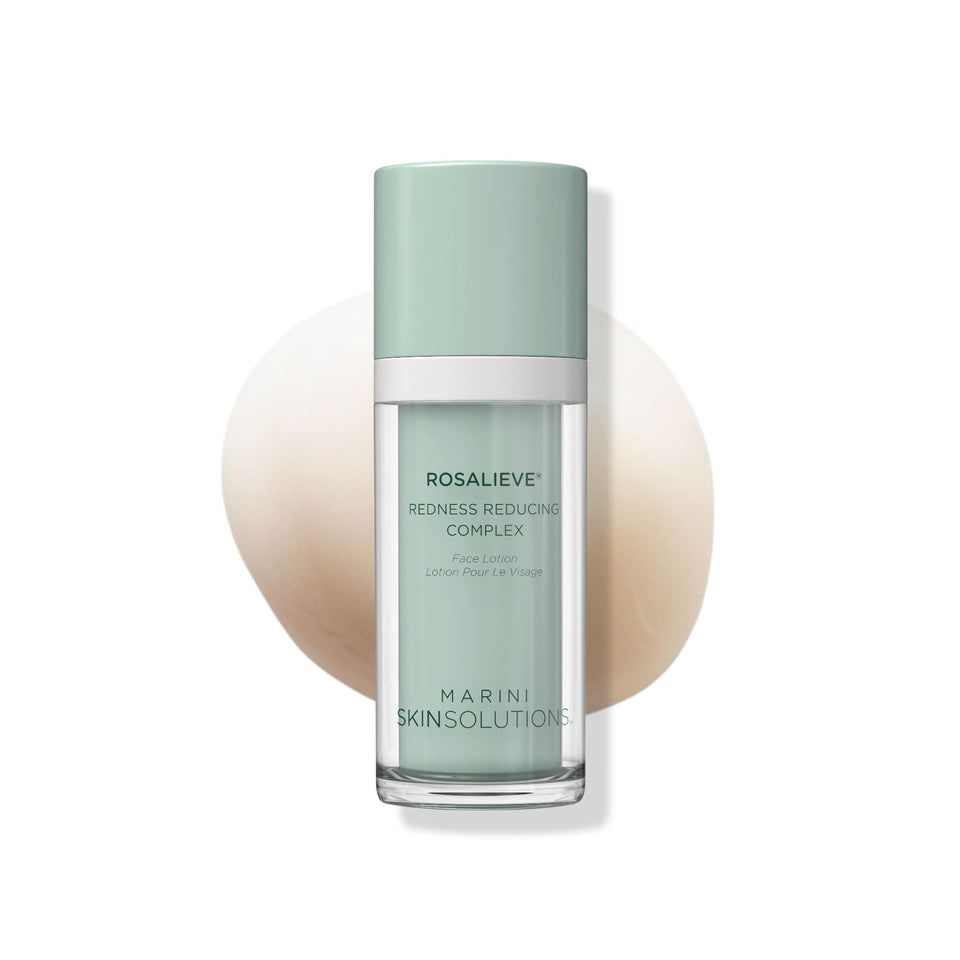 Marini SkinSolutions RosaLieve jar close-up showing a soothing, non-greasy texture.