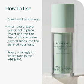Packaging box for RosaLieve by Marini SkinSolutions highlighting cruelty-free USA-made claim.