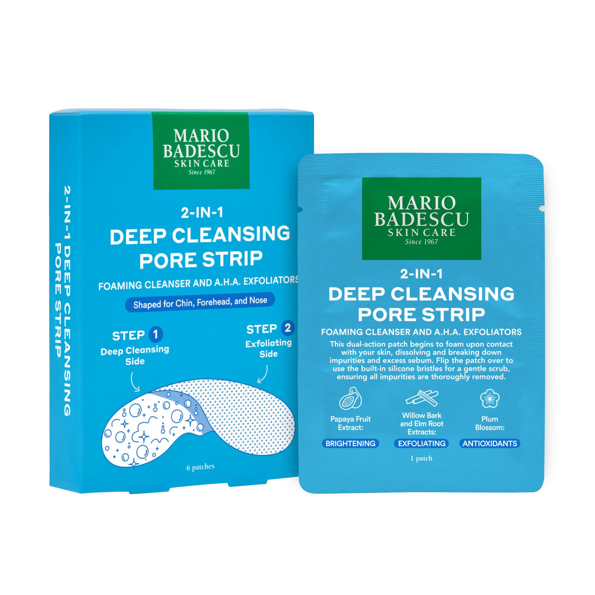 Mario Badescu 2-in-1 pore strip on the nose with foaming cleansing action