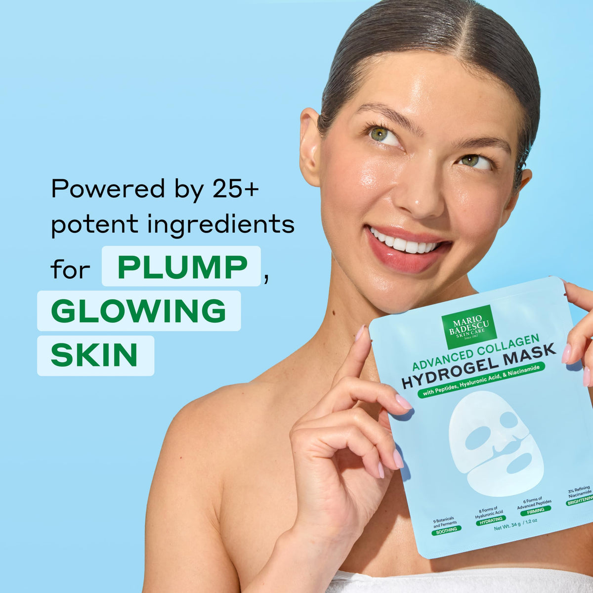 Mario Badescu Advanced Collagen Hydrogel Mask upper-face piece for targeted hydration and lifting.