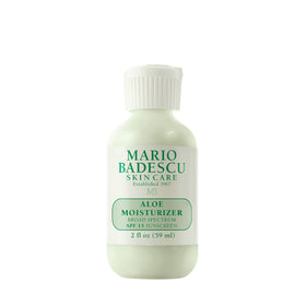Mario Badescu Aloe Face Moisturizer bottle with pump delivers lightweight hydration with SPF 15.