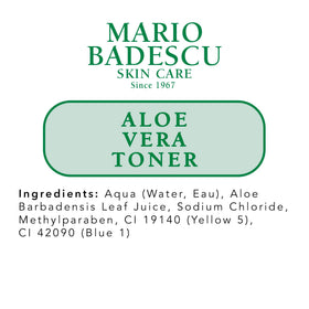 Mario Badescu Aloe Vera Toner label emphasizes hydrating non-drying skin support