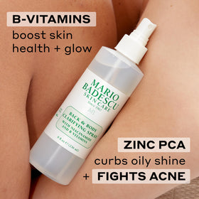 Mario Badescu Back and Body Clarifying Spray 360 degree nozzle delivers consistent coverage.
