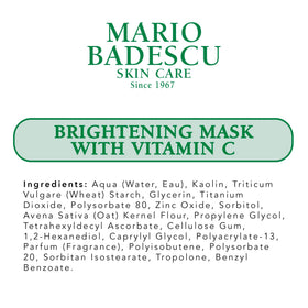 Packaging of Mario Badescu Brightening Mask highlights United States origin and premium formula.