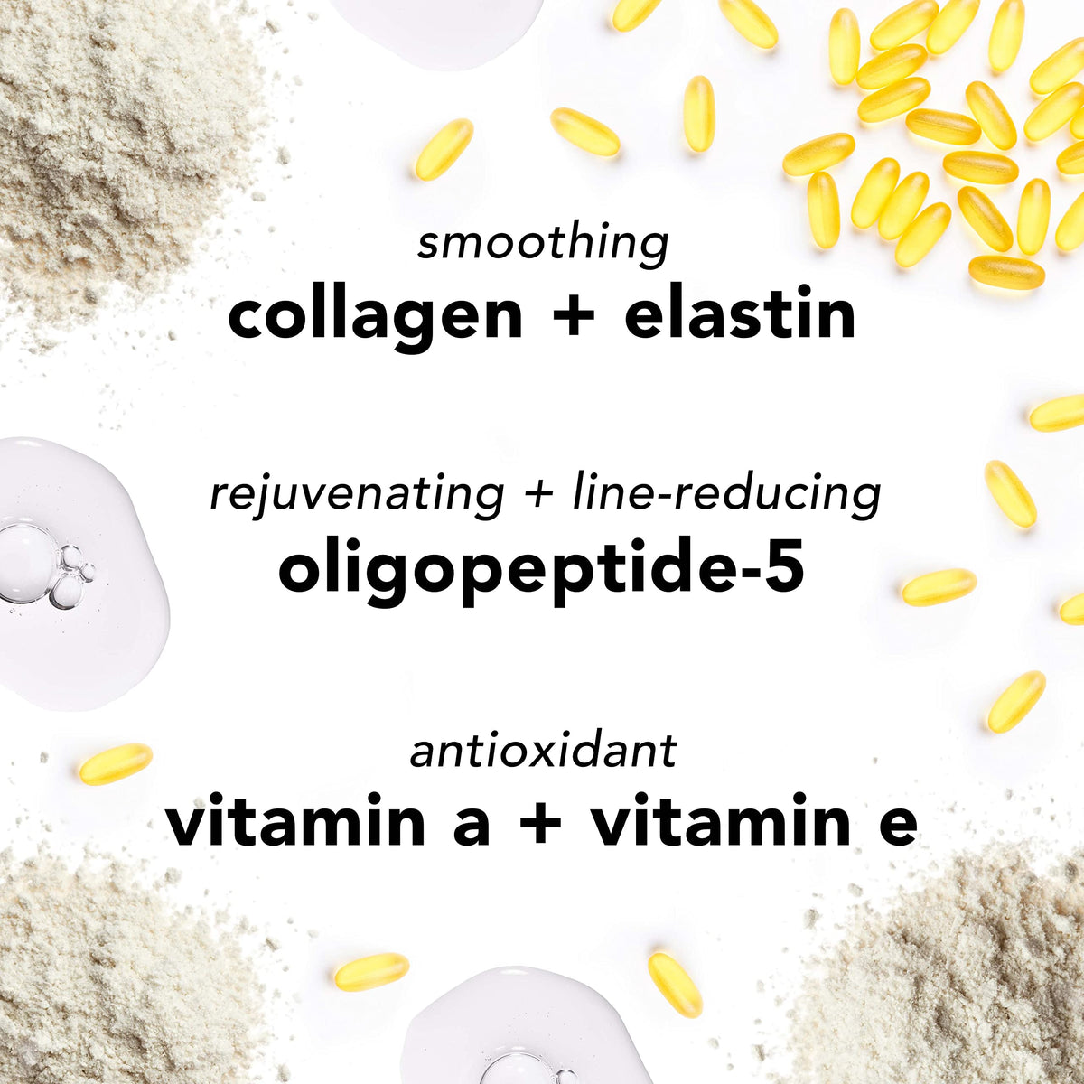 Mario Badescu Cellufirm Drops with collagen and elastin suggests firming potential.