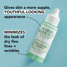 Mario Badescu Cellufirm Drops near the eyes shows layering under eye cream.