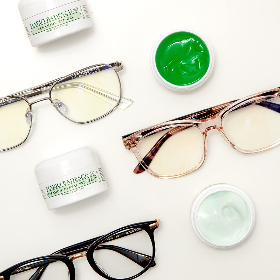 Mario Badescu Ceramide Eye Gel stored in fridge for cooling morning benefit.