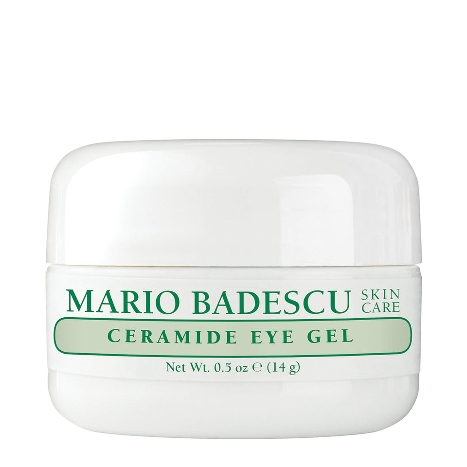 Mario Badescu Ceramide Eye Gel jar close-up shows soothing, hydrating formula.