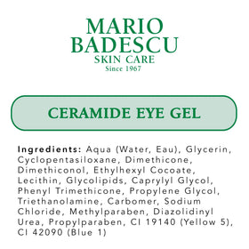 Mario Badescu Ceramide Eye Gel texture swatch reveals light greaseless gel.