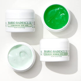 Mario Badescu Ceramide Eye Gel under-eye application demonstrates gentle puffiness reduction.