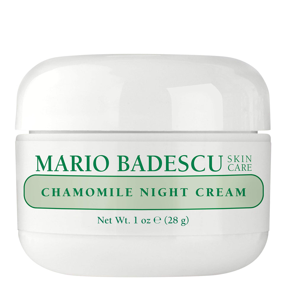 Mario Badescu Chamomile Night Cream in a 1oz jar, antioxidant-rich nourishment for calm skin.