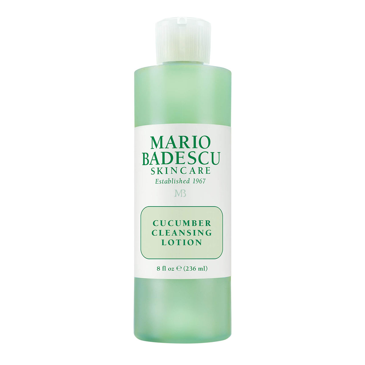 Mario Badescu cucumber cleansing lotion bottle for refreshed, balanced skin