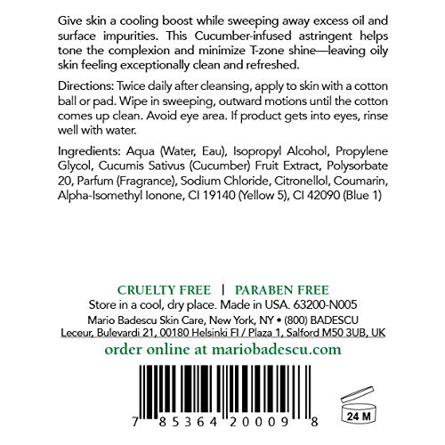 Mario Badescu cucumber toner cotton pad for gentle cleansing