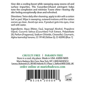 Mario Badescu cucumber toner cotton pad for gentle cleansing