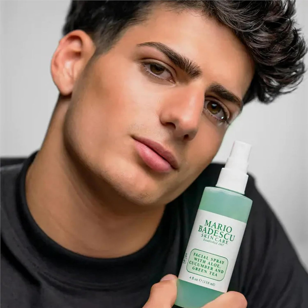 Mario Badescu facial spray bottle with aloe and chamomile lavender blend for calm skin.