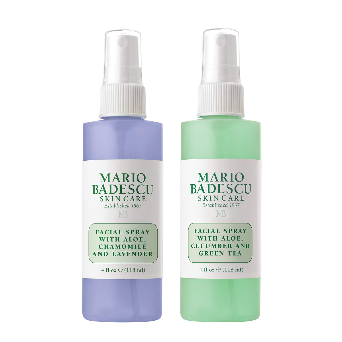 Mario Badescu facial spray bottle with green tea and lavender, refreshing hydration.