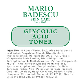 Mario Badescu Glycolic Toner ingredients list emphasizes natural actives.