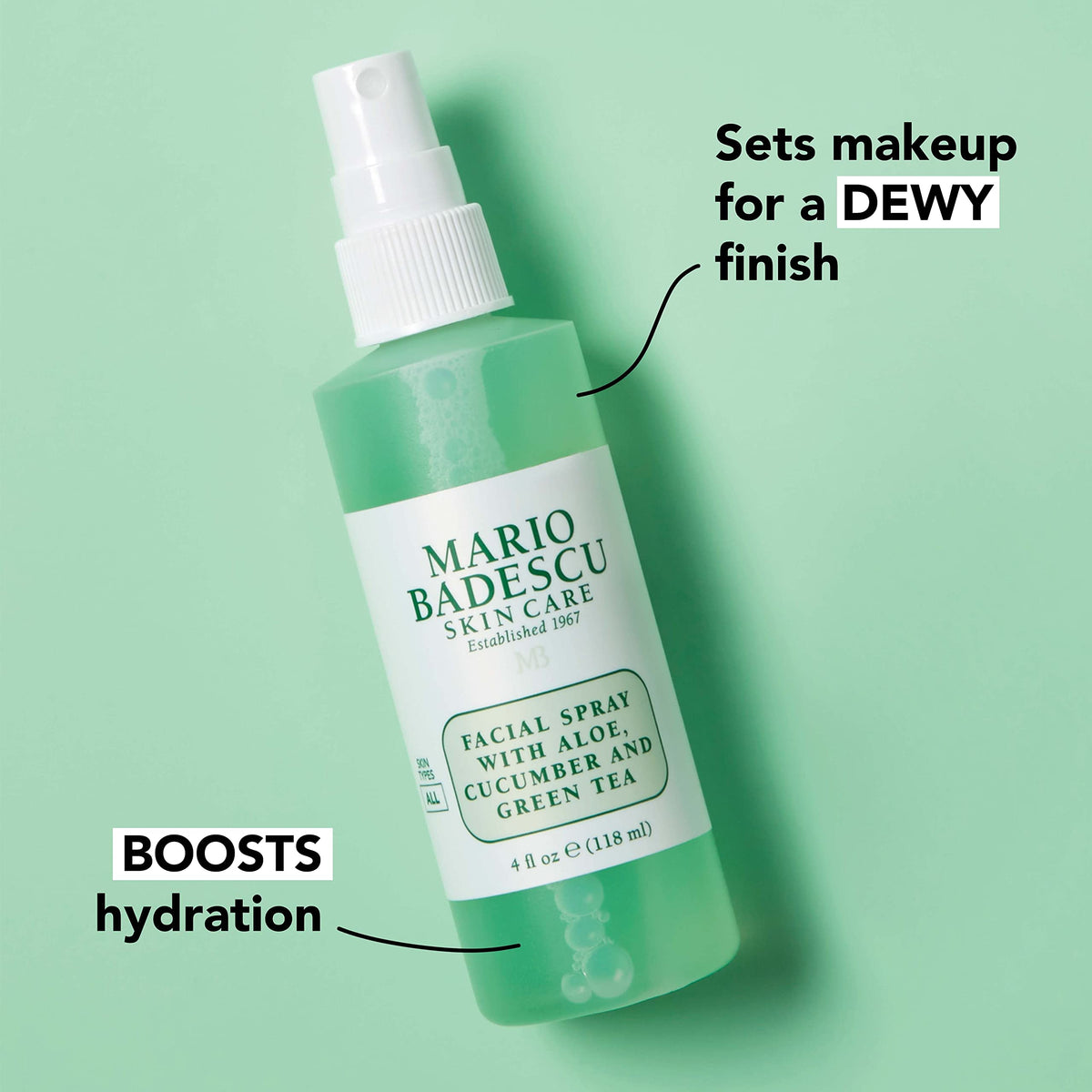 Mario Badescu green tea glow shows antioxidant-rich hydration for revitalized skin