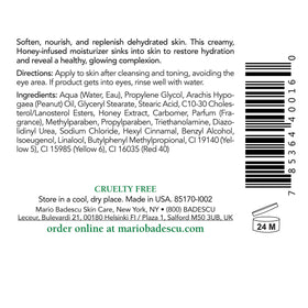 Mario Badescu Honey Face Moisturizer close-up shows creamy texture for quick absorption.
