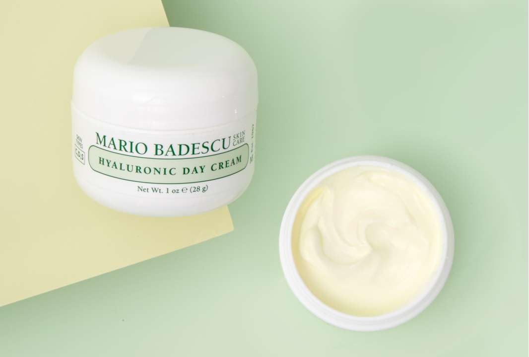 Mario Badescu Hyaluronic Day Cream application shot suggests daytime hydration.