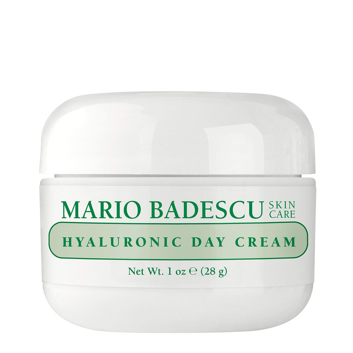 Mario Badescu Hyaluronic Day Cream bottle front shows a hydrating formula for dry skin.