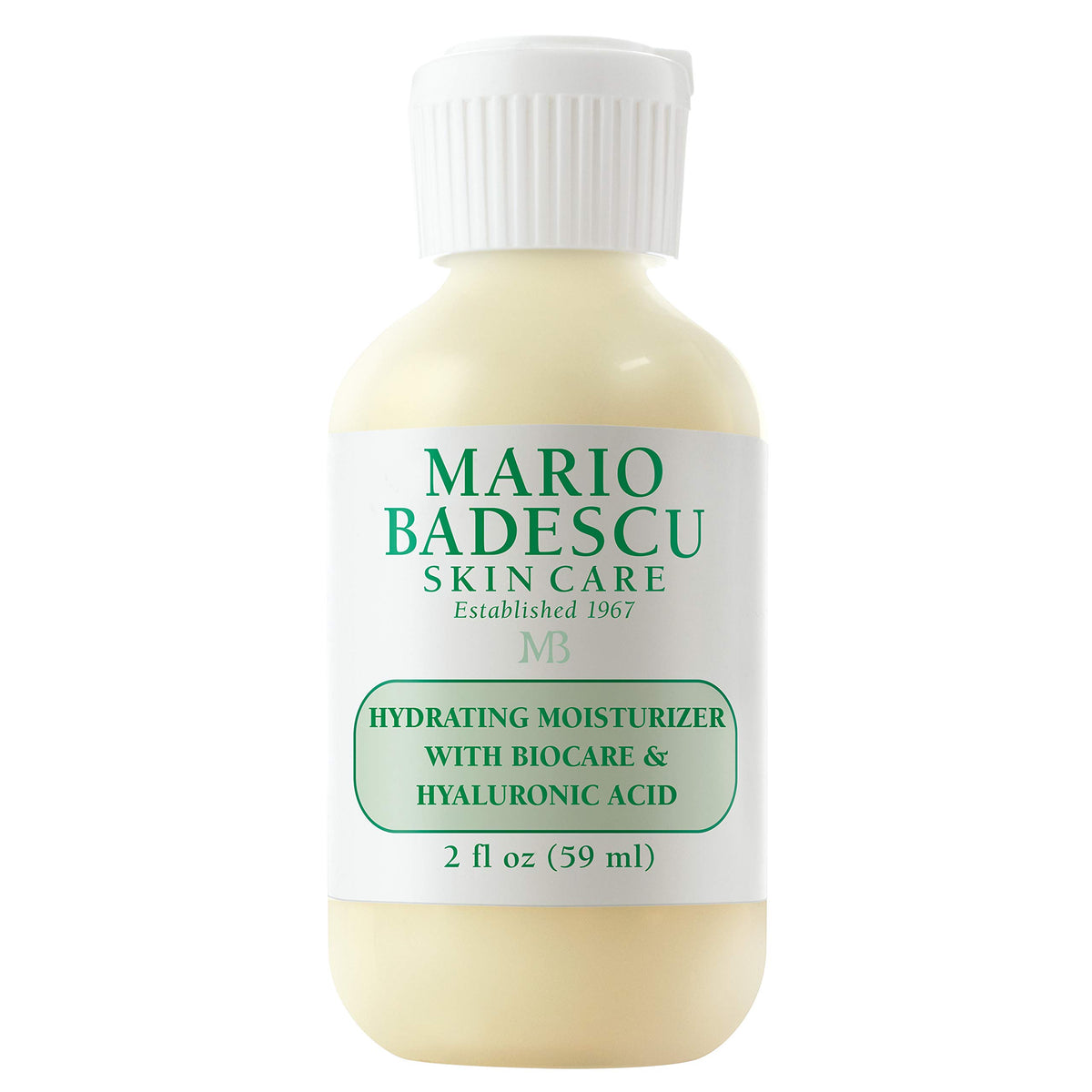Mario Badescu Hydrating Moisturizer bottle close-up showing rich hydration for dry skin.