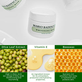 Mario Badescu Kojic Acid Whitening Mask packaging on vanity conveys premium skincare routine