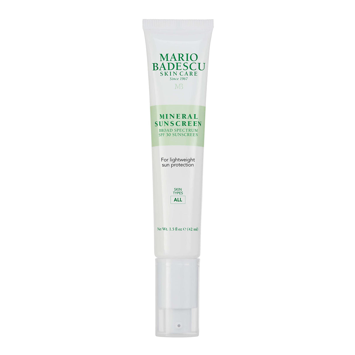 Mario Badescu Mineral Sunscreen SPF 30 bottle front, reef-safe protection for all skin types.