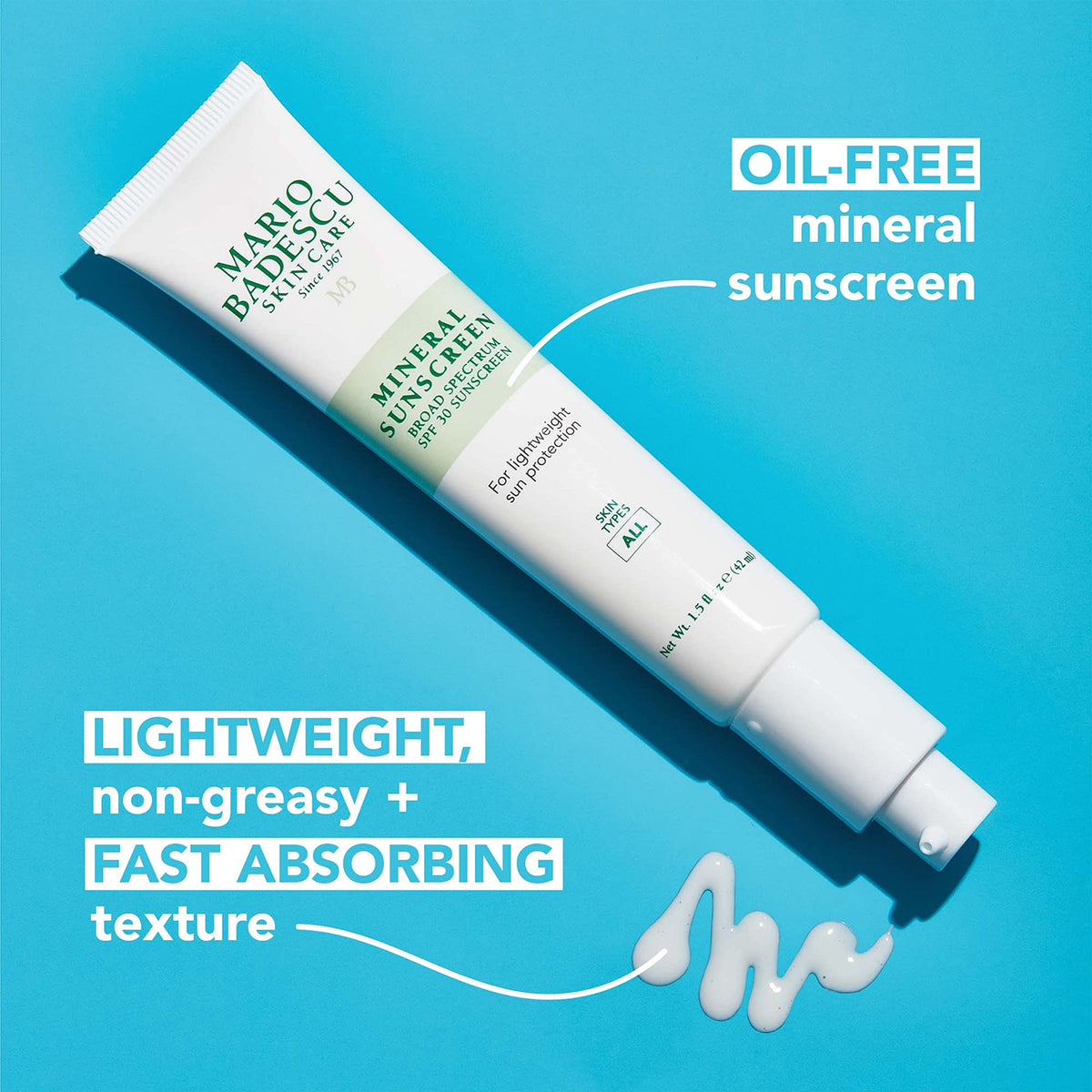 Mario Badescu texture swirl highlights light, fast-absorbing finish.