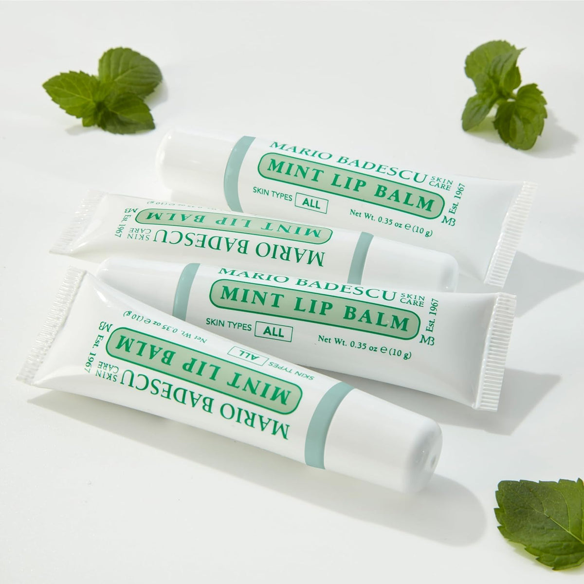 Overnight use scenario showing Mario Badescu Mint Lip Balm for extra hydration
