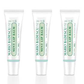 Mario Badescu Mint Lip Balm packaging shown as a convenient squeeze tube for travel moisture