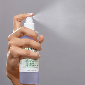 Mario Badescu care routine via facial spray mist for dewy finish