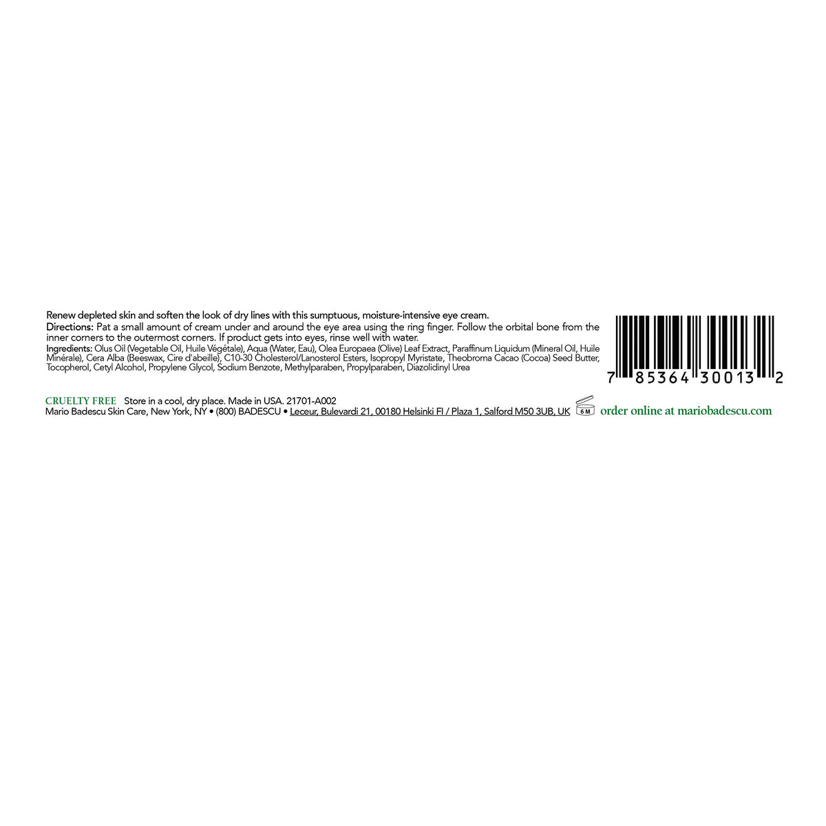 Mario Badescu Olive Eye Cream application on the under-eye area for nighttime hydration