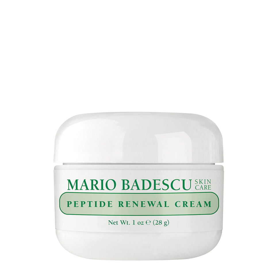 Mario Badescu Peptide Renewal Cream jar closeup for daily hydration and glow