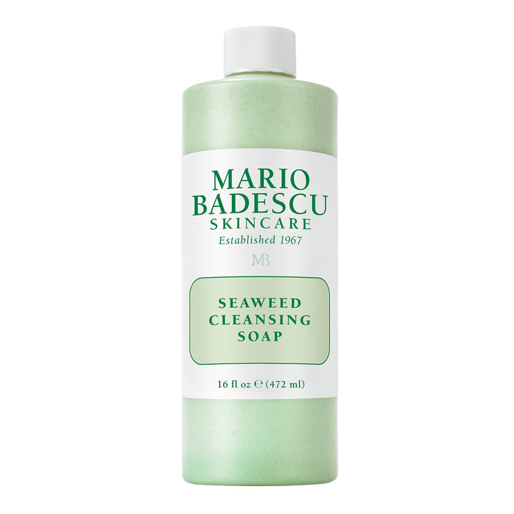 Mario Badescu Seaweed Cleansing Soap bottle for gentle daily cleansing and makeup removal.