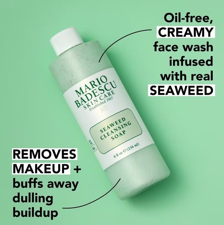 Nutrient-rich seaweed grains in Mario Badescu Seaweed Cleansing Soap.