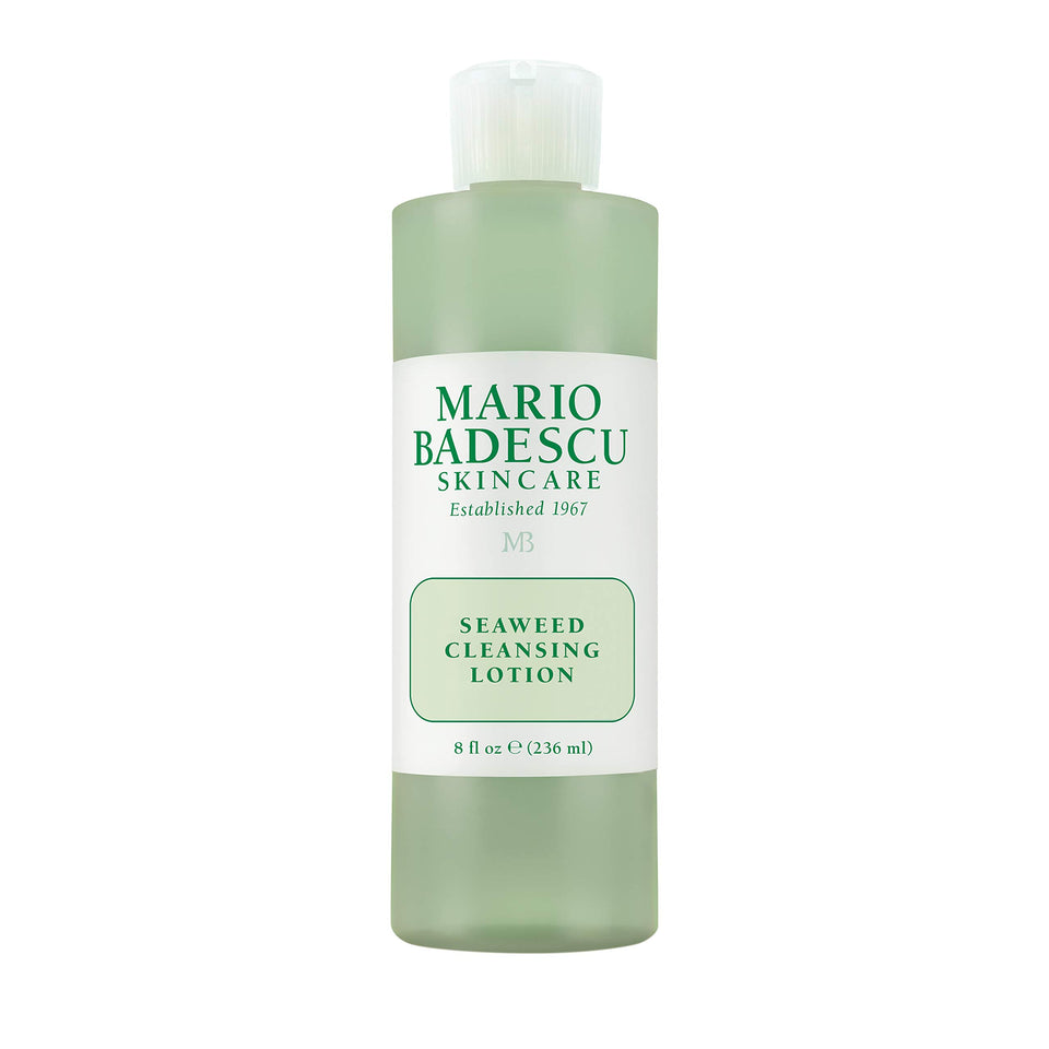 Mario Badescu Seaweed Cleasing Lotion bottle front view for gentle cleansing on dry skin