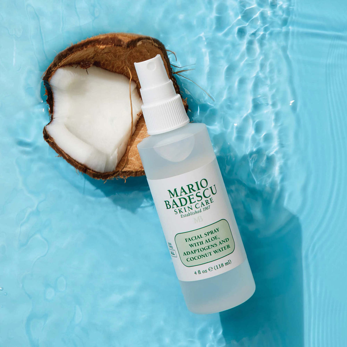 Mist onto makeup brush for seamless foundation with Mario Badescu