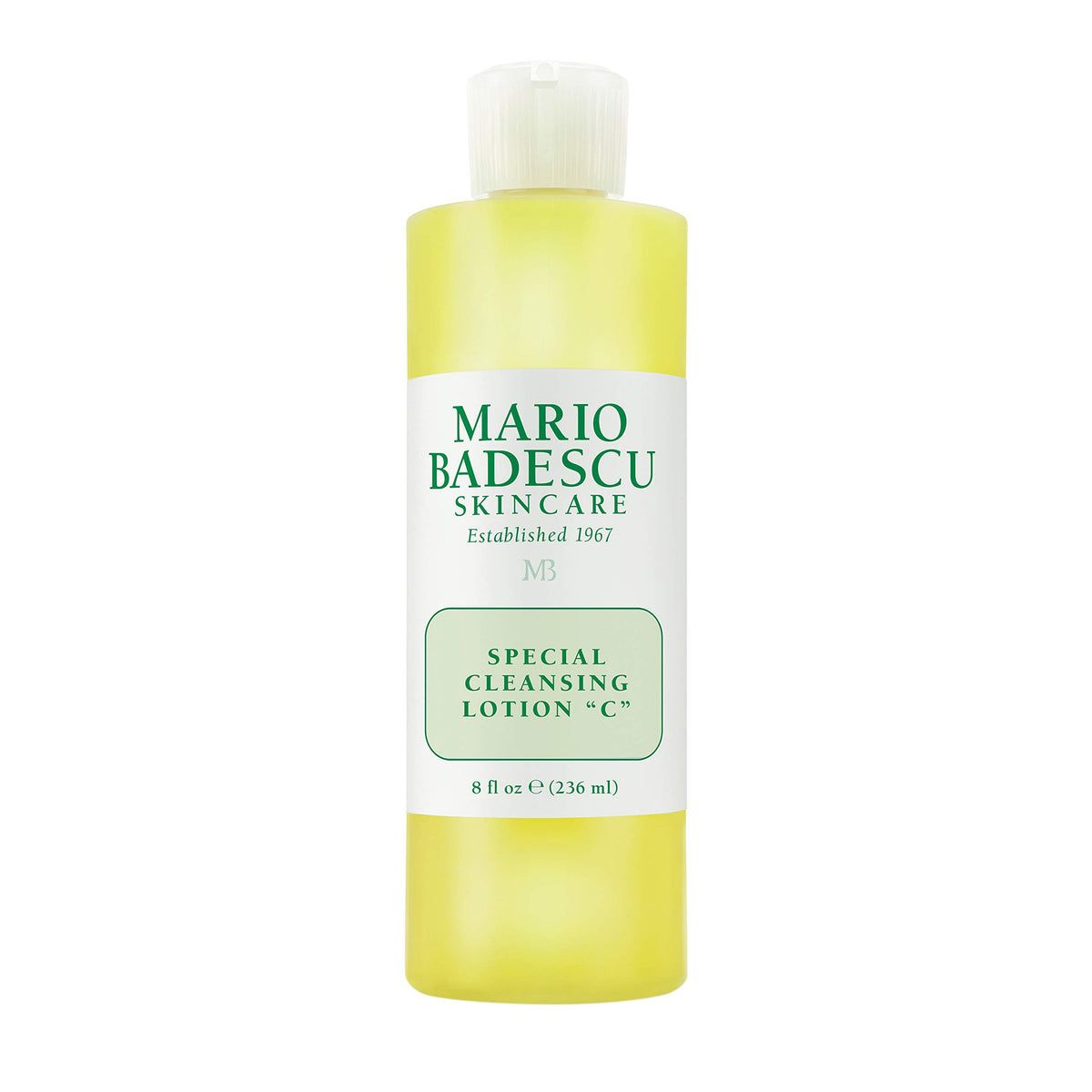 Mario Badescu Special Cleansing Lotion C bottle pour shows cooling, clarifying action.
