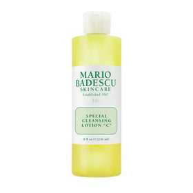 Mario Badescu Special Cleansing Lotion C bottle pour shows cooling, clarifying action.
