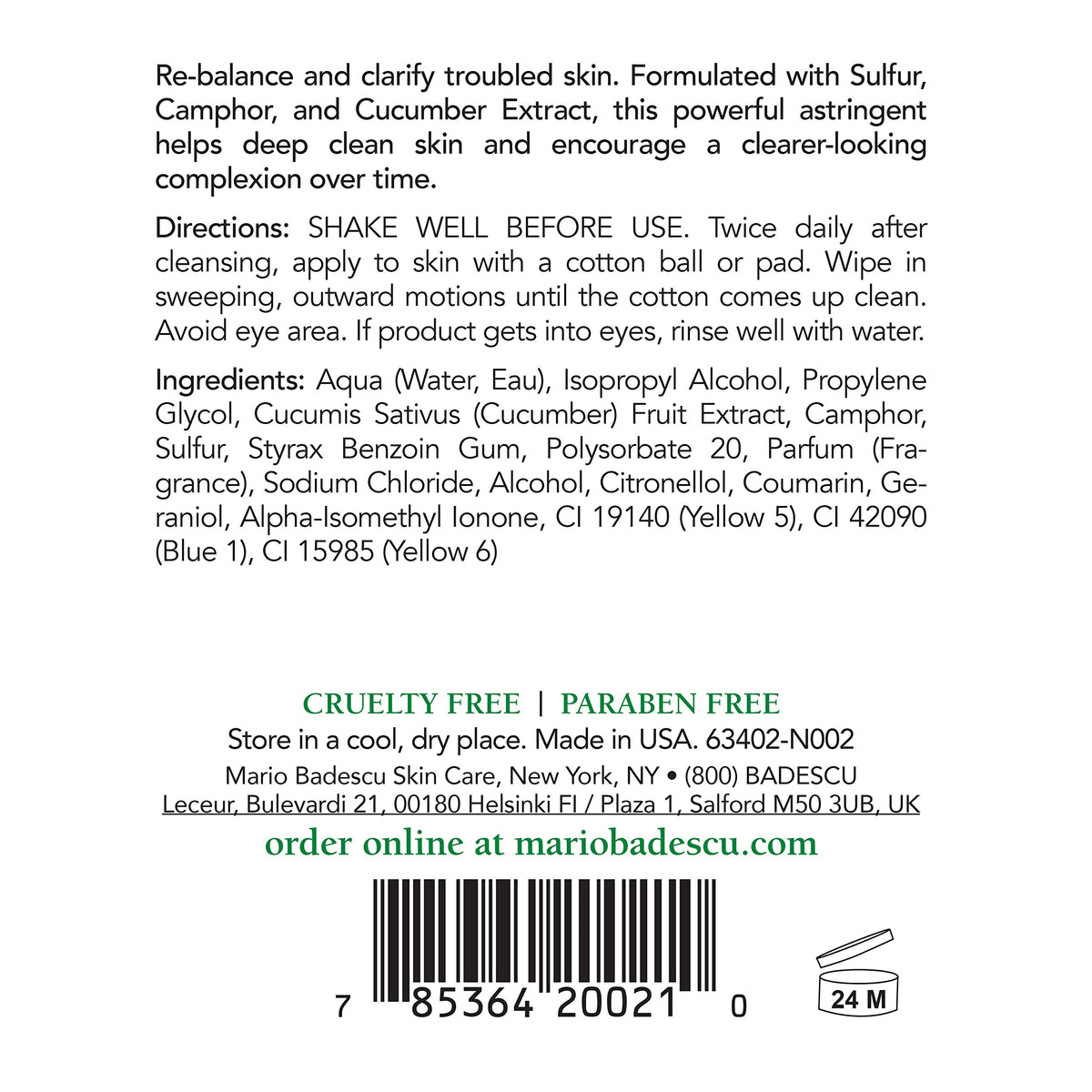 Mario Badescu Lotion C on cotton pad for oil control and pore cleansing.