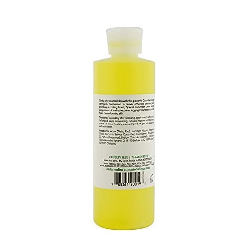 Close-up of Mario Badescu Special Cucumber Lotion with cucumber extract for soothing skin.
