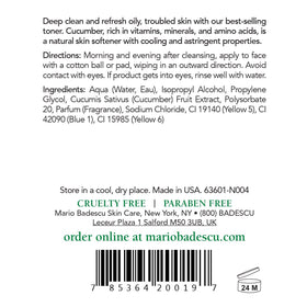 Mario Badescu Special Cucumber Lotion pour on a cotton pad for gentle cleansing.