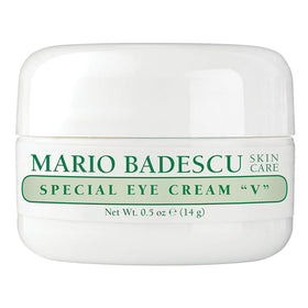 Mario Badescu Special Eye Cream V tube closeup highlighting rich, nourishing texture for dry skin