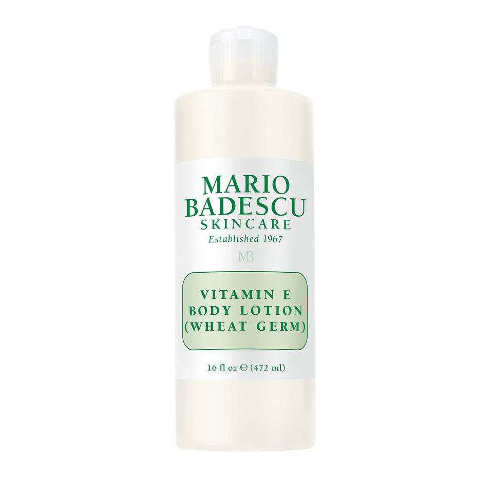 Mario Badescu Vitamin E Body Lotion bottle shows hydrating formula for dry skin